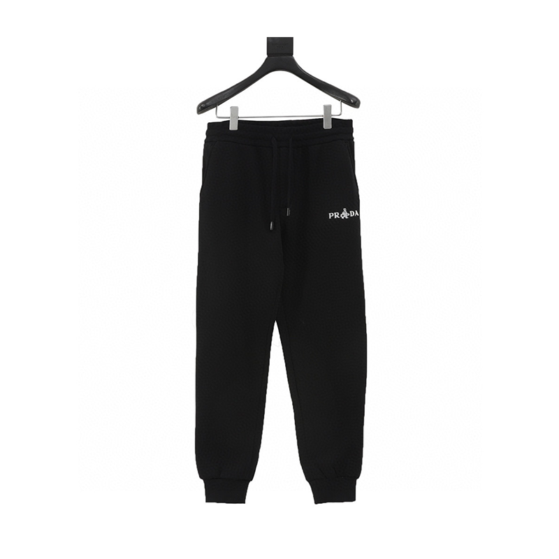 PRADA Sweatpants  Metal Triangle Mark and Back Pocket Leather Disc Fleece-lined Trousers for Men and Women