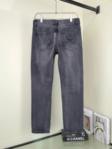 PRADA Jeans Back Pocket Letter Pattern Embroidery logo25ss Spring Summer New Straight Slim Fit Jeans Unisex Loose Fit Long Pants