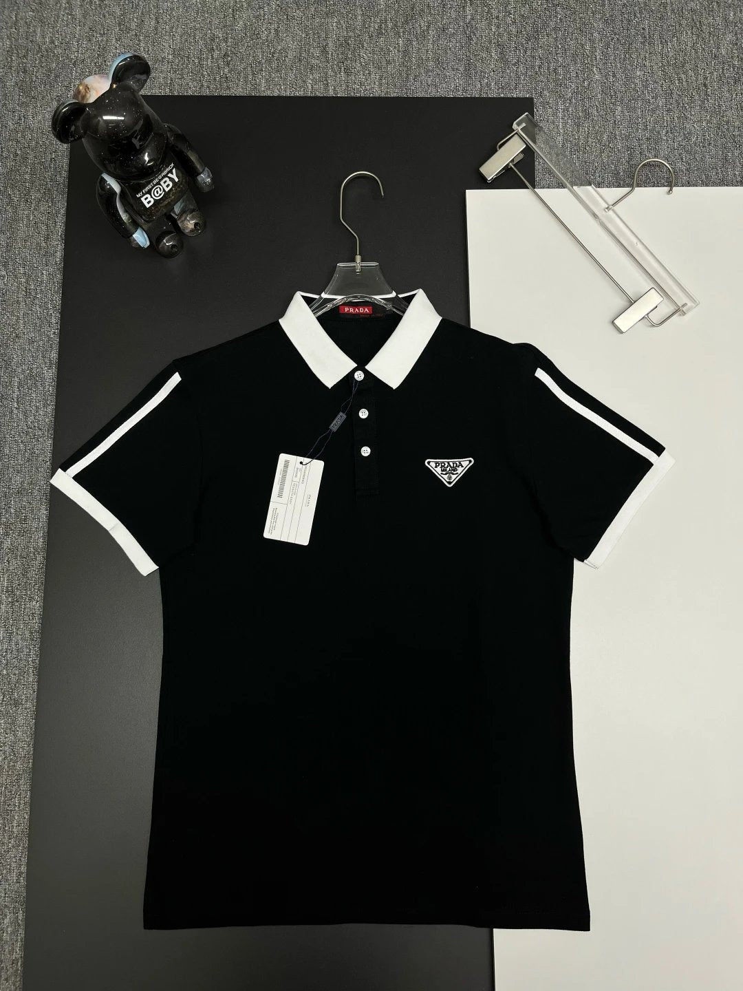 PRADA T-shirt Embroidery on the chest logoPOLO Shirt Lapel Short Sleeve25ss New Unisex Summer Short Sleeve OS Loose T Business Half Sleeve Shirt Plus Size T-Shirt