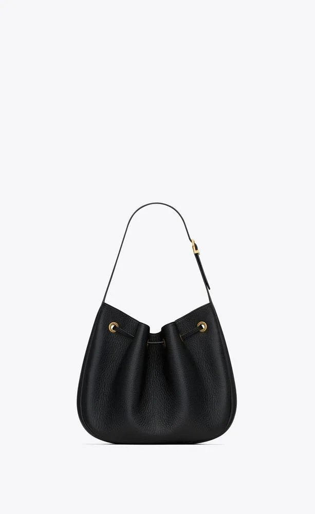 YSL Women's Bag Top version 【Original Leather Quality】New PARISVII Grain Leather Small Size HOBO Handbag Cowhide Drawstring Bucket hobo Bag Accessories Is Iconic CASSANDRE Pendant，Same Color Suede Lining796626