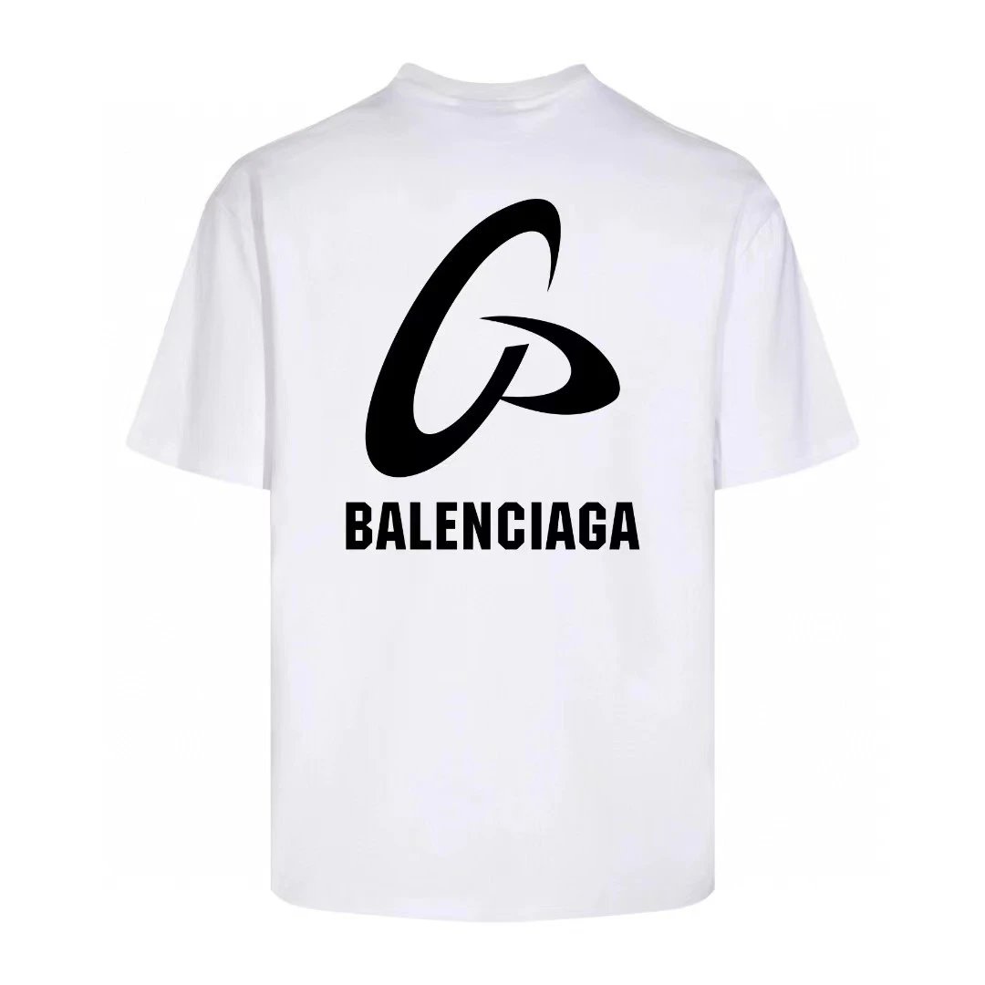 Balenciaga T-shirt Back Letter Pattern Large Print logo round Neck Short Sleeve25ss New pure cotton T Unisex T-Shirt OS Drop Shoulder Loose Fit Base Shirt Top T-Shirt Short Sleeve