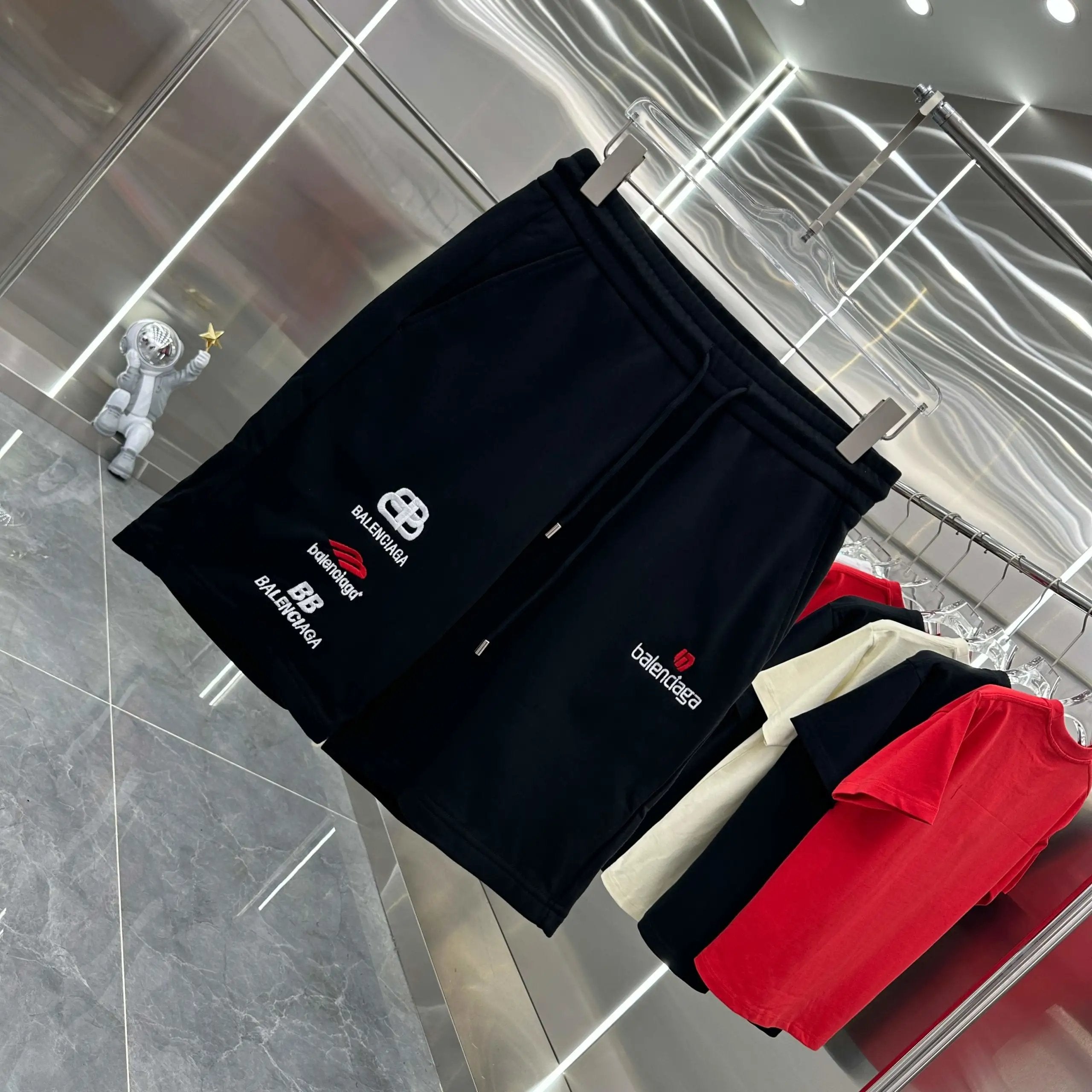 Balenciaga Shorts logo Letter Print Shorts Five-Point Shorts25ss New Drawstring Casual Summer Pants5Two-in-One Casual Sweatpants for Men and Women, Pure Cotton Joggers