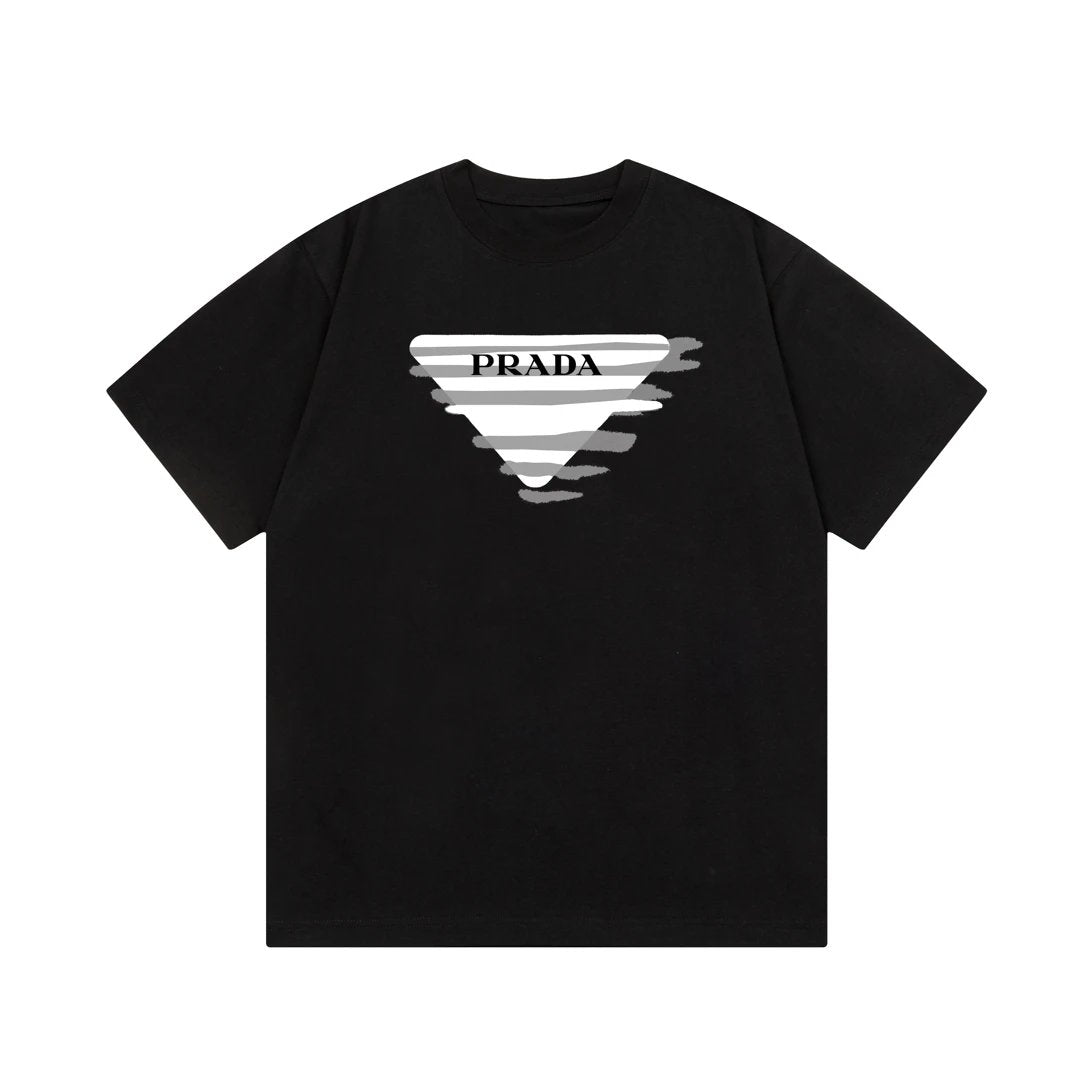 PRADA T-shirt Letter Graffiti Direct Print on Chest Logo Logo Crew Neck Short Sleeve25ss New Pure Cotton Unisex Style T T-shirt OS Loose Fit Base Shirt Top Half Sleeve T-Shirt