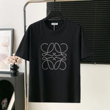 LOEWE T-shirt Chest Brand Embroidery Pattern logo round Neck Short Sleeve25ss New pure cotton T Unisex T-Shirt OS Drop Shoulder Loose Fit Base Shirt Top T-Shirt Short Sleeve