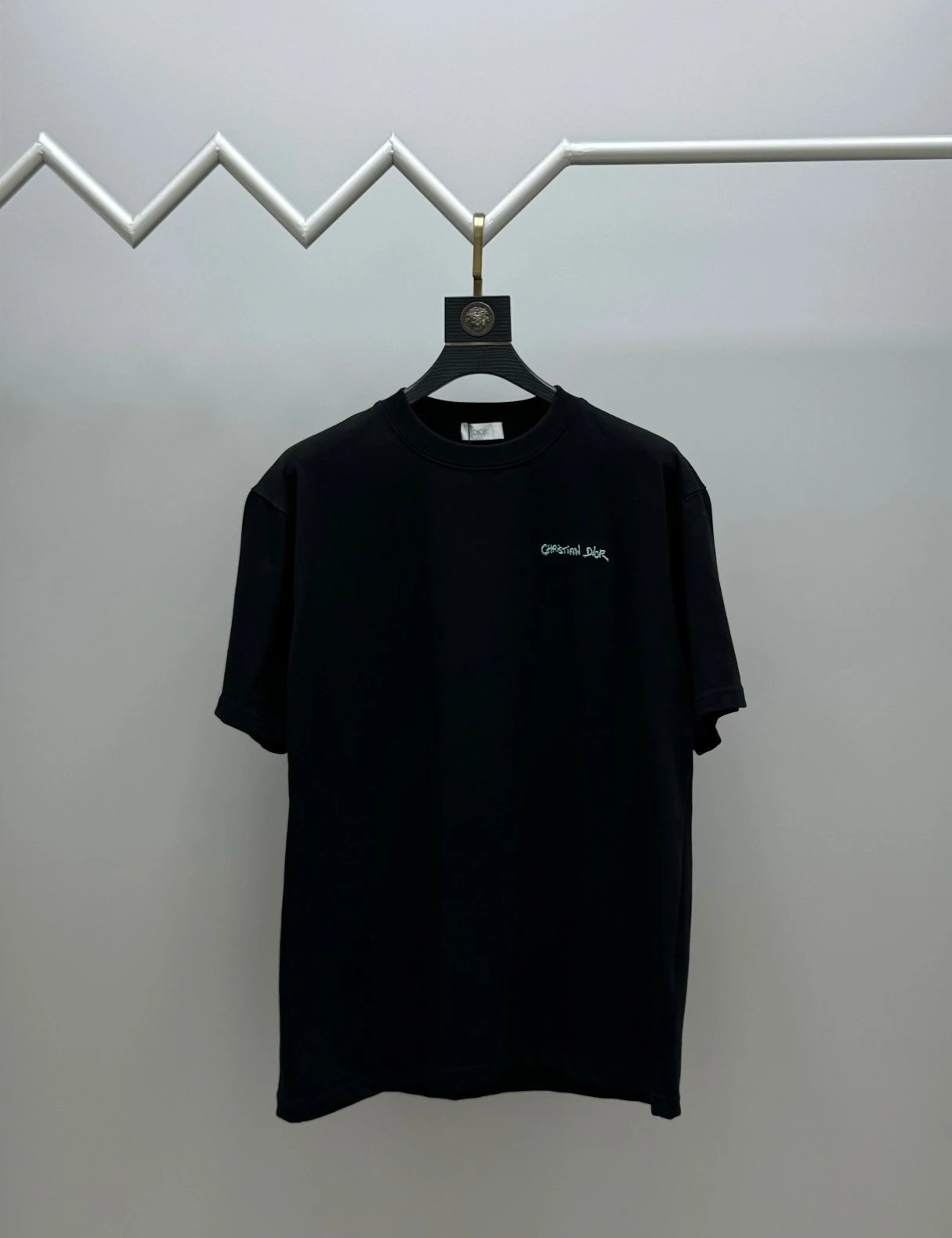 Dior T-shirt Chest Embroidery with Cursive Script logo round Neck Short Sleeve25ss New Pure Cotton Unisex Style T T-shirt OS Loose Fit Base Shirt Short Sleeve Top T-Shirt