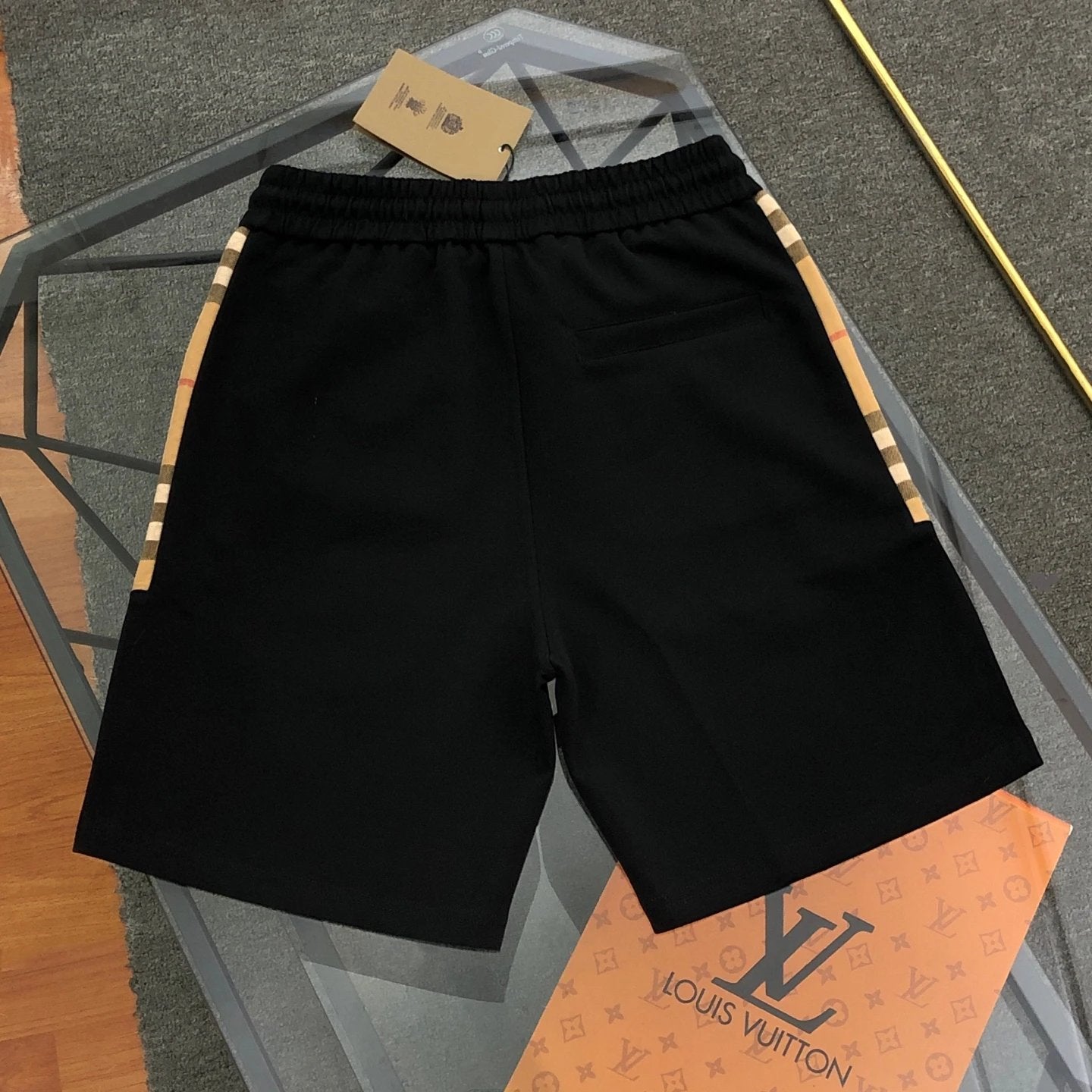 Burberry Shorts Two-sided Plaid Webbing logo Five-point Shorts25ss New Drawstring Casual Summer Pants American Style5Two-in-One Casual Sweatpants for Men and Women, Pure Cotton Joggers