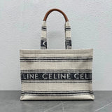 Celine women's bag Top version 【Super Original Leather】New Product cabas Summer Canvas Fabric Beach Bag Towel Series Tote Bag Denim Denim Small Size Tote Bag Large Shopping Bag Mummy Bag Brown Embossed Arc De Triomphe logo New tote Bag199162196762