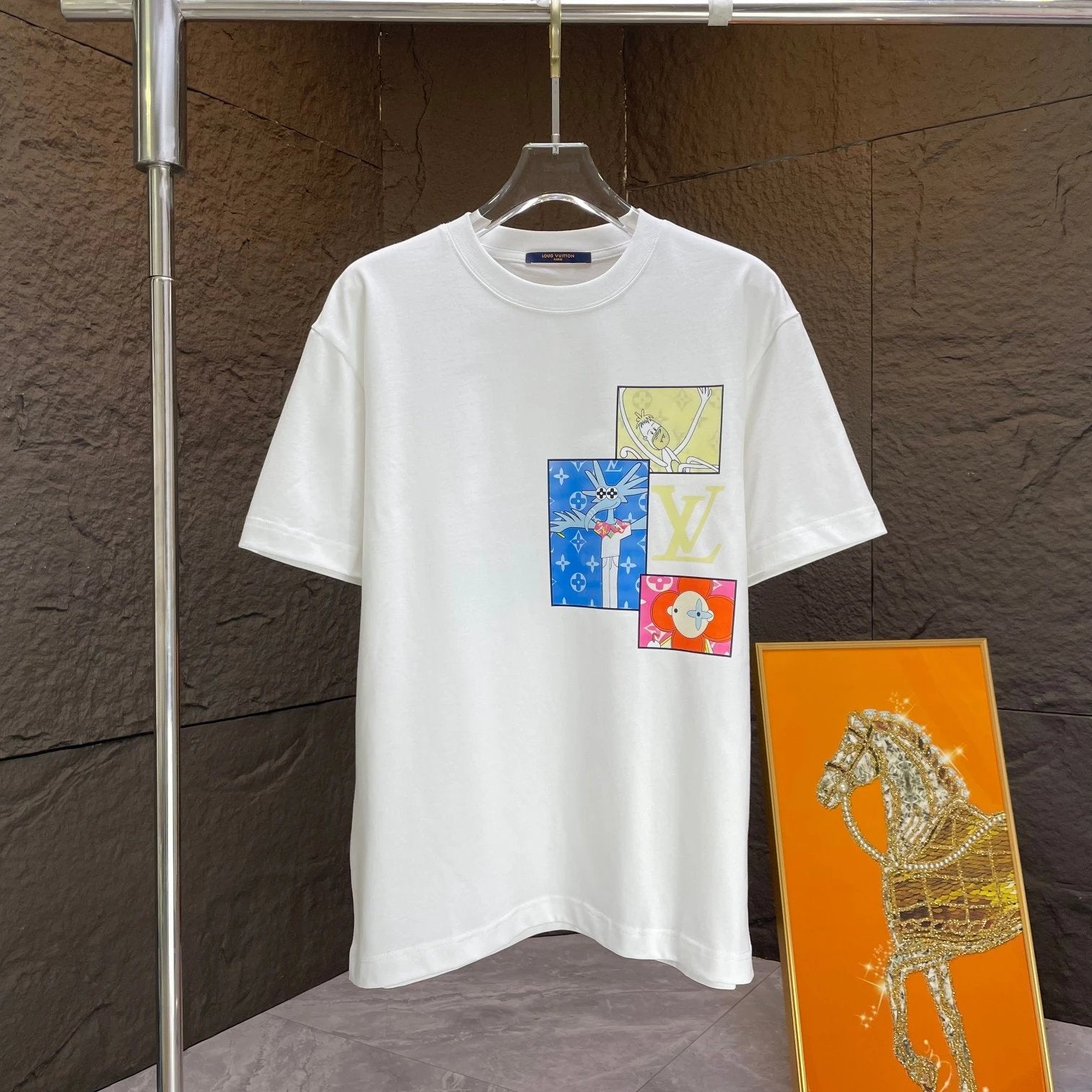 Louis Vuitton LV T-shirt Chest Letter Pattern Print logo round Neck Short Sleeve25ss New pure cotton T Unisex T-Shirt OS Loose Fit Base Shirt Top Half Sleeve T-Shirt