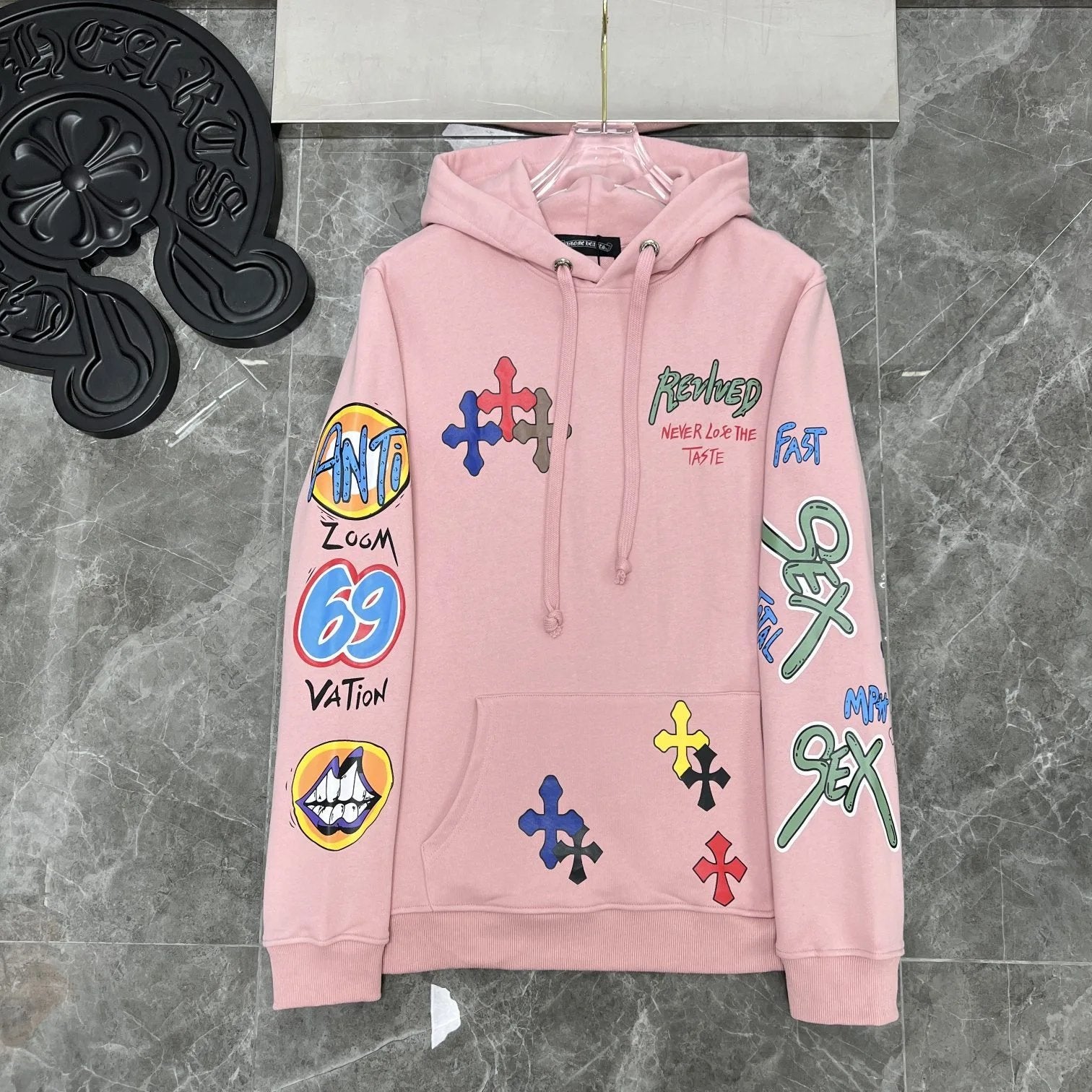 Chrome Hearts Hoodie Cross Hooded Sweater Loose Men's and Women's Zipper Hoodie