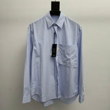 Dior Shirt 24New Embroidered Light Blue Striped Cotton Poplin Shirt Casual Loose Fit Versatile Long Sleeve Shirt Cardigan os Unisex Style