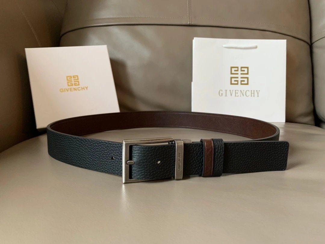 Givenchy Belt Top version Original Order Men's Leather Belt Belt Original Order Real Cowhide4G Buckle Belt Smooth Buckle Pants Belt Men's and Women's Business Casual Belt Belt Men's High-End Belt3.5Belt