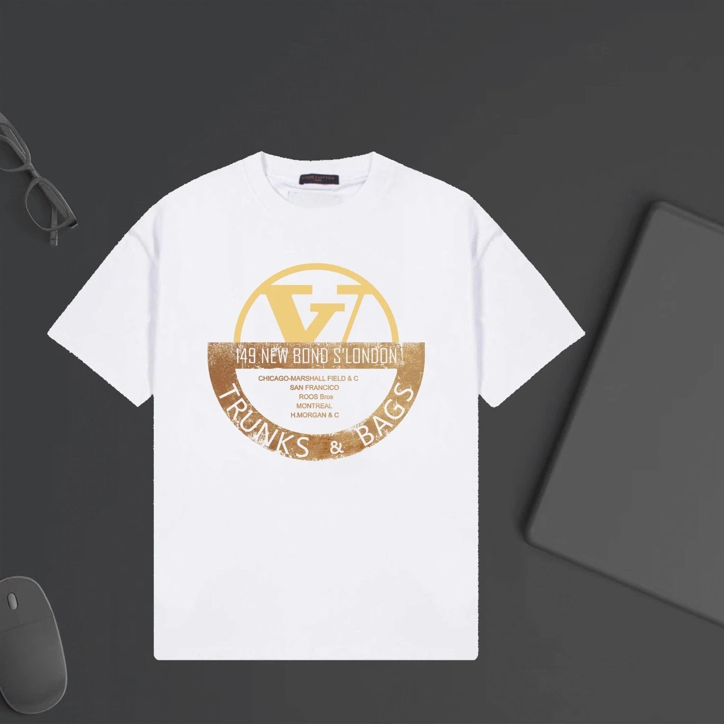 Louis Vuitton LV T-shirt Chest Half-Circle Letter Print logo round Neck Short Sleeve25ss New Pure Cotton Unisex Style T T-shirt OS Loose Fit Base Shirt Half Sleeve T-Shirt Top Half Sleeve