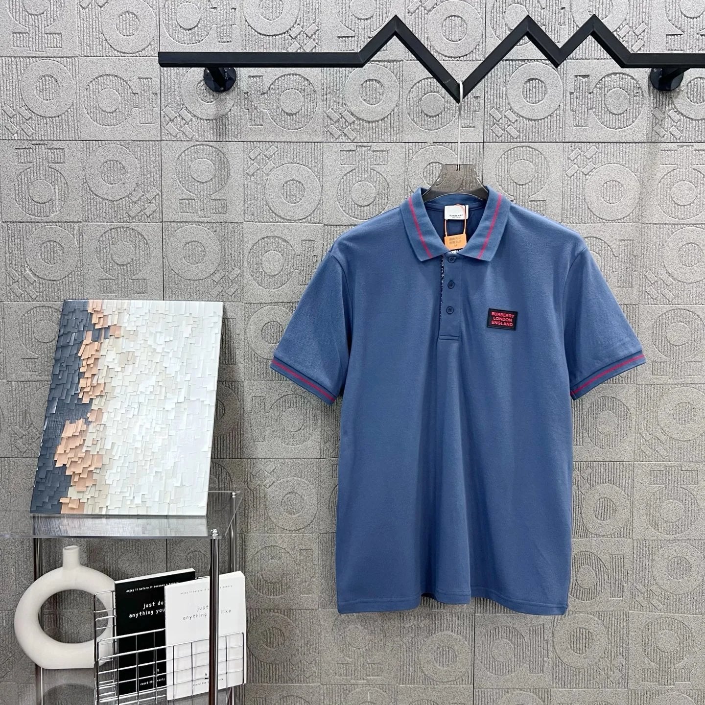 Burberry T-shirt Patchwork Collar Letter 3D Embossed Print logoPOLO Shirt Lapel Short Sleeve25ss New Unisex Summer Short Sleeve OS Loose T Business Half Sleeve Shirt Plus Size T-Shirt