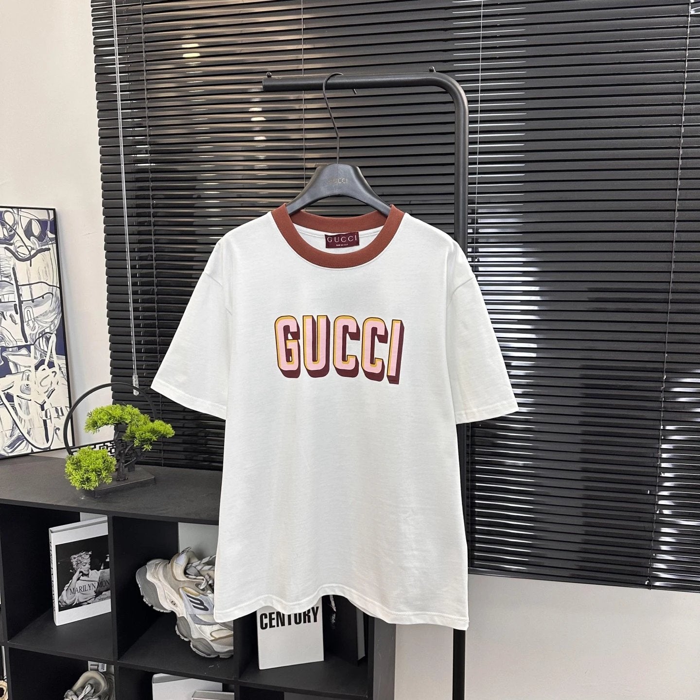 Gucci T-shirt New Style Letter Color Block Print logo round Neck Short Sleeve25ss New pure cotton T Unisex T-Shirt OS Loose Fit Base Shirt Top Half Sleeve T-Shirt