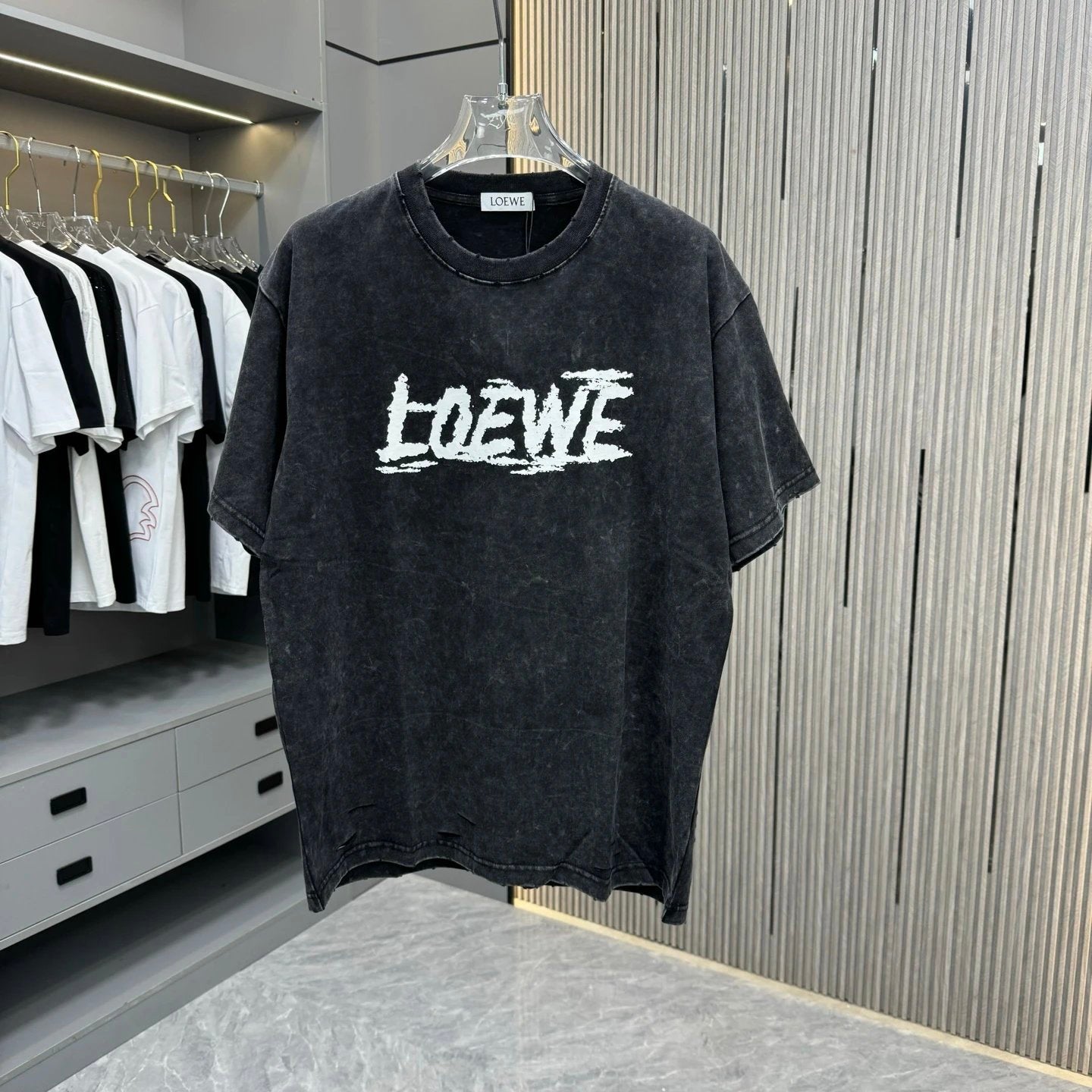 LOEWE T-shirt Dot Printing and Special Color Mixing Techniques logo round Neck Short Sleeve25ss New Pure Cotton Unisex Style T T-shirt OS Loose Fit Base Shirt Half Sleeve T-Shirt Top Half Sleeve
