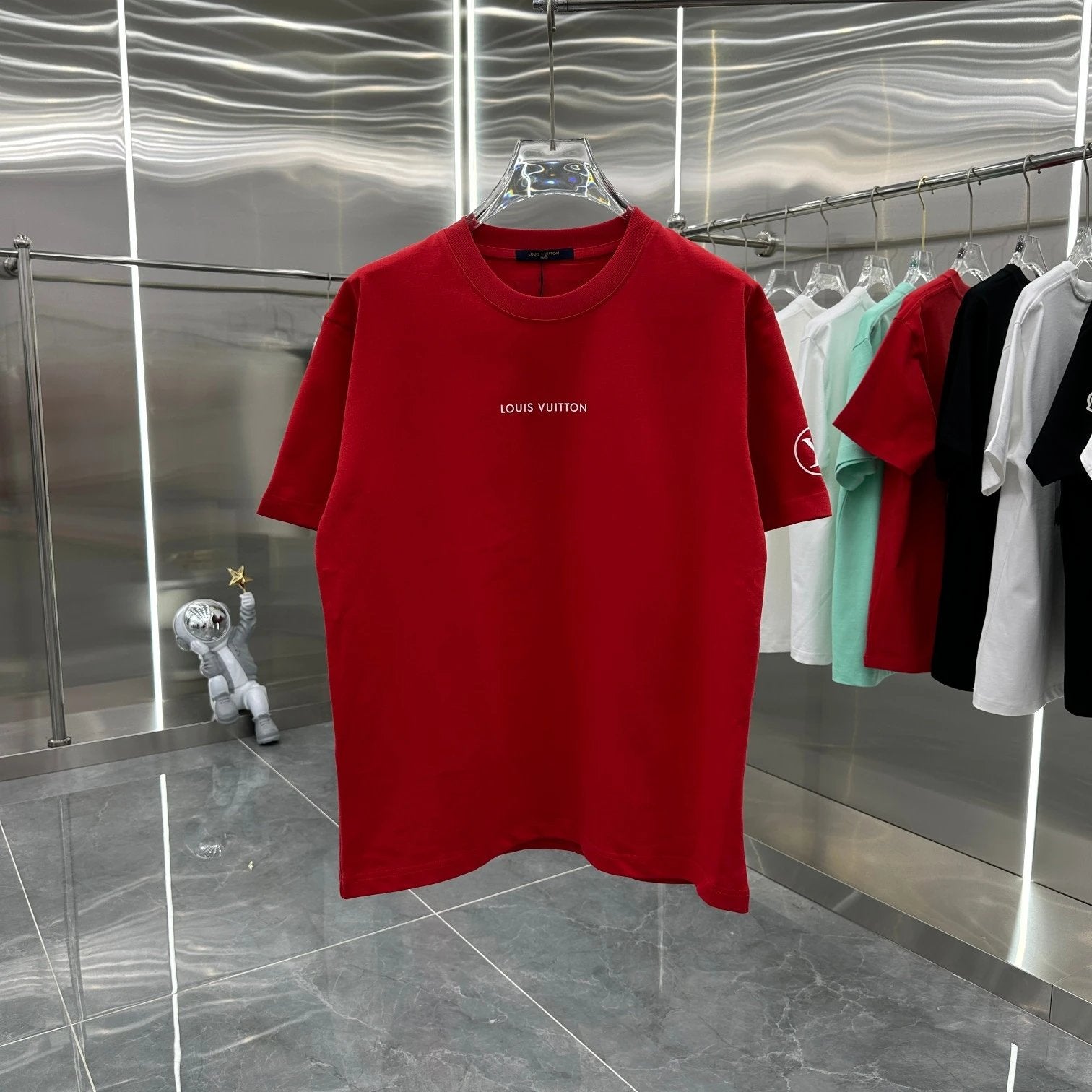 Louis Vuitton LV T-shirt 3D Thick Plate logo round Neck Short Sleeve25ss New Pure Cotton Unisex Style T Casual T-Shirt Base Layer Shirt OS Loose design