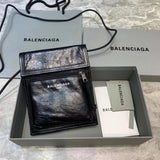 Balenciaga Bag Top version Mobile Phone Bag Pleated Oil Wax Leather Men's Bag nano Mini Bag Graffiti Leather Packet Coin Pocket Shoulder Messenger Bag Lover's Bag Unisex Letters Printed Bag Han Huohuo Same Style Women Bag