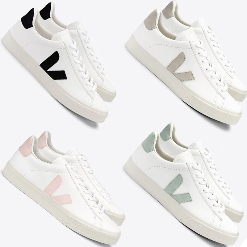 Veja shoes Women's White Shoes campo Series Leather Lace-up German Training Board Shoes Couple Casual Sneaker