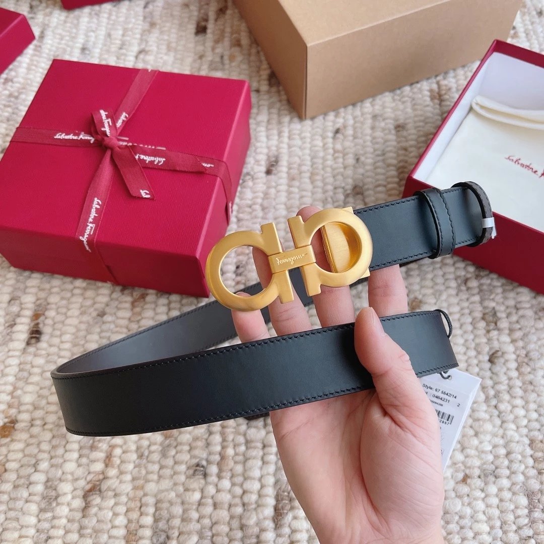 Ferragamo Belt Top version 【Full Package】Belt Width for Men and Women3.5cm with Chip nfc Anti-Counterfeiting Quality Counter Full Set Packaging Italian Double-Sided Cowhide Matching Boutique Brass Buckle Length Can Be Cut by Yourself Counter Belt Fashion