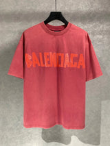 Balenciaga T-shirt Front and Back Tape Letter Print logo round Neck Short Sleeve25ss New pure cotton T Unisex T-Shirt OS Loose Fit Base Shirt Top Half Sleeve T-Shirt