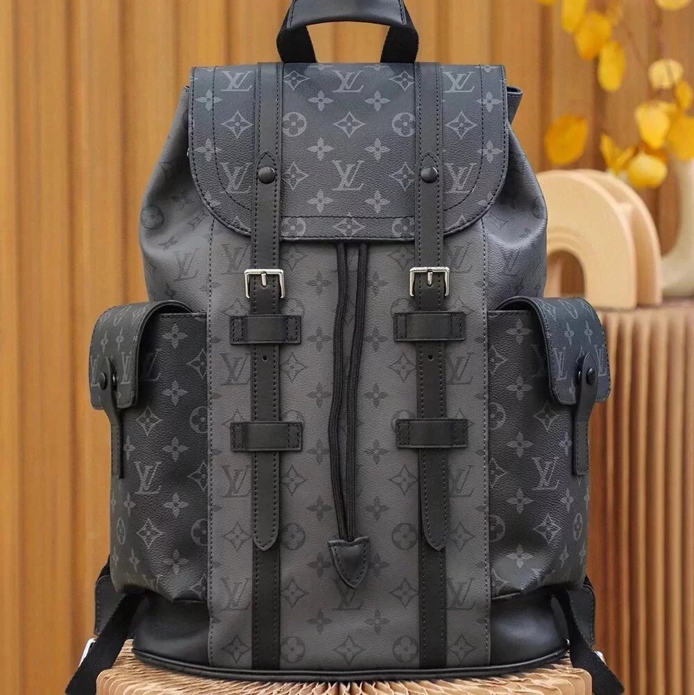 Louis Vuitton LV Backpack Top version M45419Silver Black Flower CHRISTOPHER Backpack Travel Bag Handbag Men's Bag Backpack Schoolbag Hiking Backpack N41379Black Plaid M43735Presbyopic