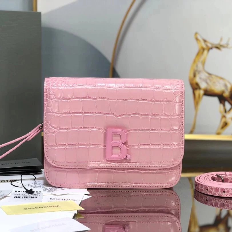 Balenciaga Bag Top version 【Level Surrogate Shopping】Square bag Box Bag Stewardess Bag Crossbody Women's Bag File Holder Small Square Bag Crocodile Pattern Cowhide