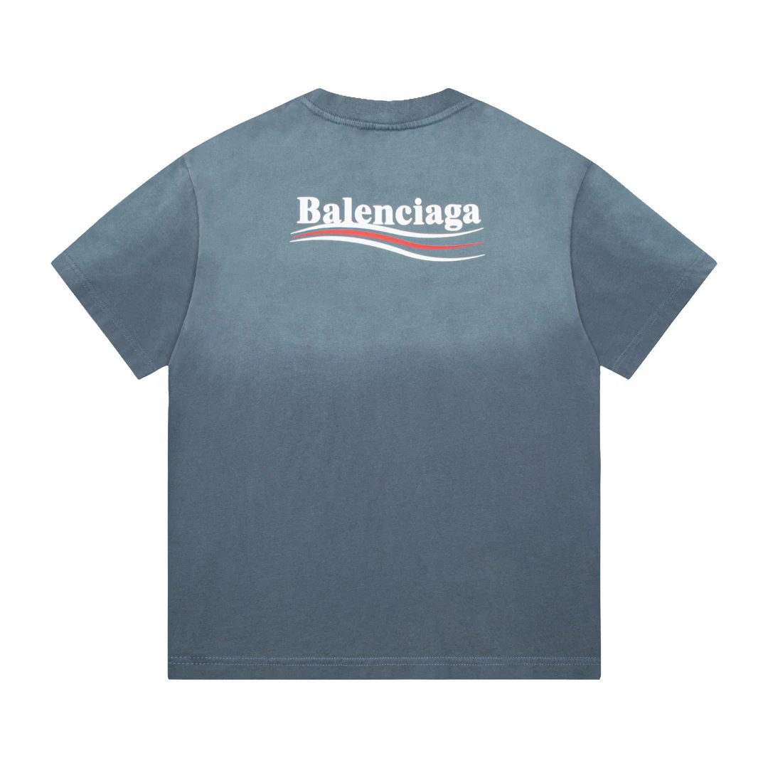 Balenciaga T-shirt Vintage Print Round Neck Short Sleeve T-Shirt25ss New pure cotton T Unisex T-Shirt OS Drop Shoulder Style Base Shirt Top T-Shirt Half Sleeve