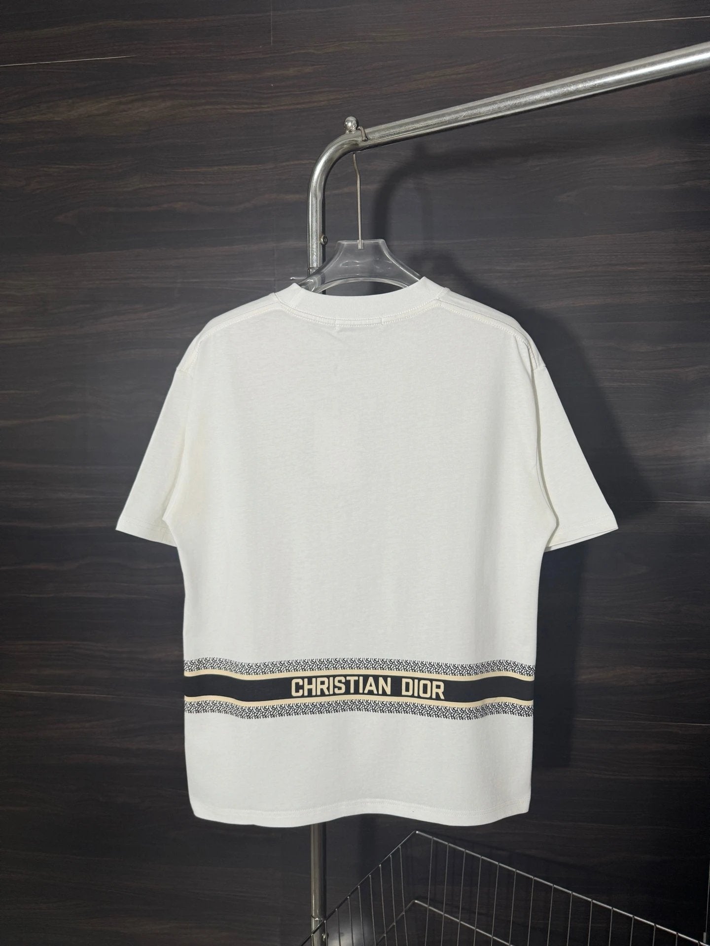 Dior T-shirt Striped letters on the back logo round Neck Short Sleeve25ss New Pure Cotton Unisex Style T T-shirt OS Loose Fit Base Shirt Top Half Sleeve T-Shirt