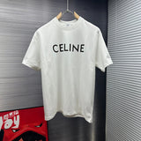 Celine T-shirt Chest Letter Print logo round Neck Short Sleeve25ss New pure cotton T Unisex T-Shirt OS Loose Fit Base Shirt Top Half Sleeve T-Shirt