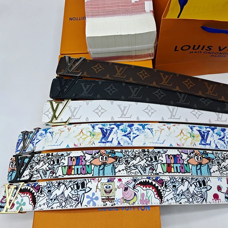 Louis Vuitton LV Belt Belt Men's Graffiti Casual All-Matching Men's Smart Guy Belt Trendy Brand Pant Belt Young Student Pants Belt