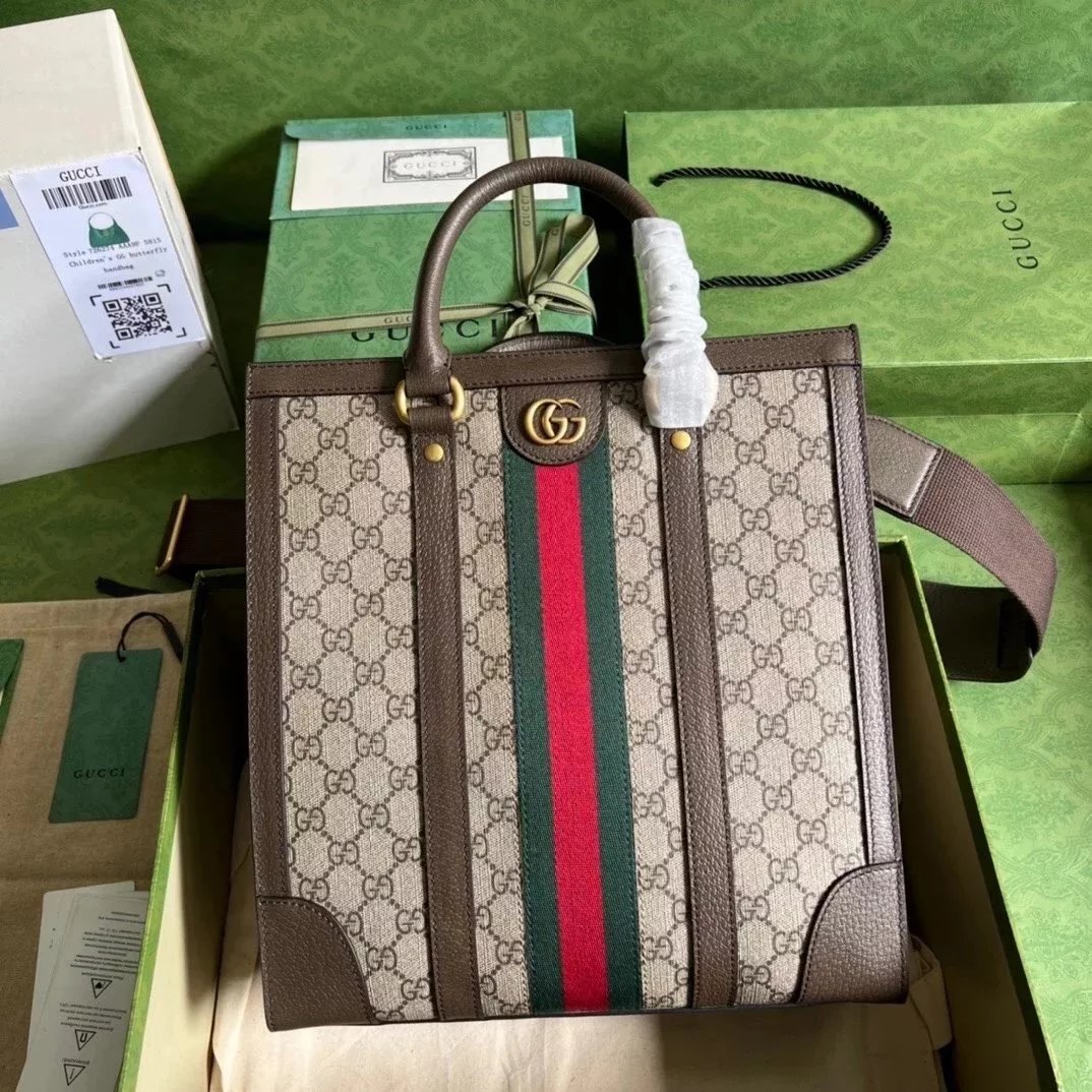 Gucci Tote Bag/Briefcase/Travel Bag Top version 【Original Genuine Goods Leather】2023New Ophidia Series Interlocking Double G Men's Tote Bag tote Bag Vertical Tote Bag Handbag Men's Bag Casual Tote Bag Shopping Bag Mummy Bag Women's Bag New Men's Bag Messe