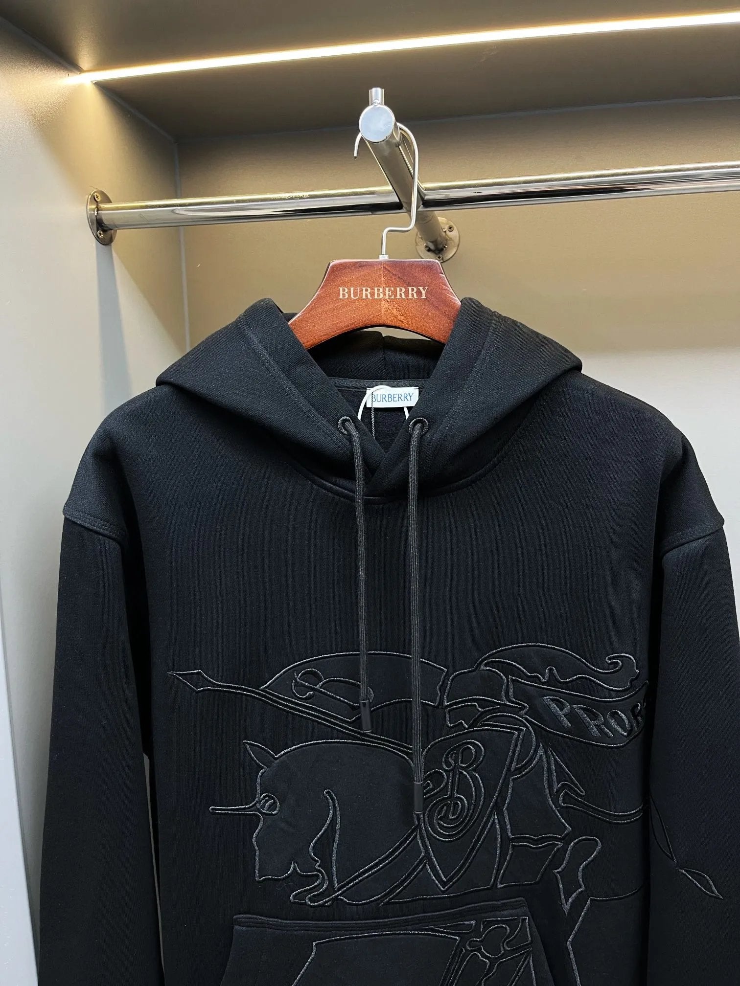 Burberry Hoodie Black Horse Riding Knight Embroidered Cotton Hoodie Unisex Sweatshirt Autumn Winter New Arrival