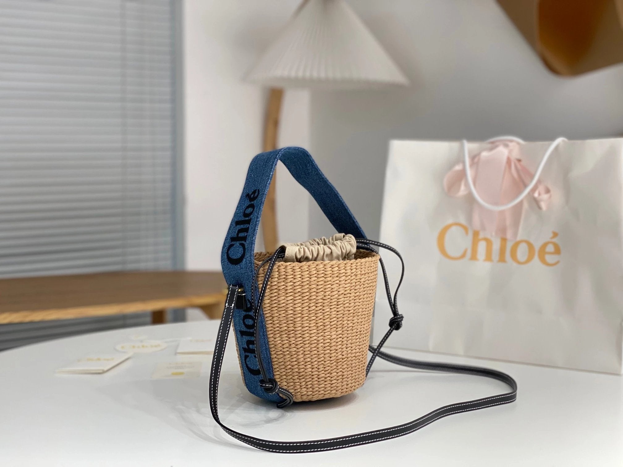 Chloe Bag Top version 2022Spring and Summer-New Rattan Weave Bag SmallWoodyBasket Vegetable Basket Bucket Bag Woven Bag Small Size Woody Cabas Bag Accessories Woody Ribbon Crossbody Shoulder Bag New Women's Bag