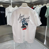 Amiri T-shirt Back Floral Tree Print logo round Neck Short Sleeve25ss New pure cotton T Unisex T-Shirt OS Loose Fit Base Shirt Top Half Sleeve T-Shirt