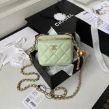 Chanel Women's Bag Top version 2021Brand New Metal Beads mini Box Gilded Bead Bag Mini Cosmetic Bag Gilded Autumn Chain Bag Clutch Shoulder Bag Lipstick Pack Messenger Bag Women's Bag AP1447