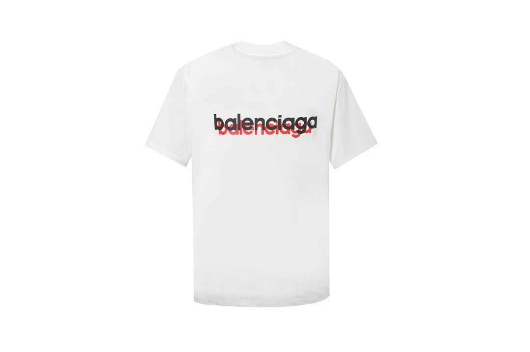Balenciaga T-shirt Back with Double Letter Print logo round Neck Short Sleeve25ss New Pure Cotton Unisex Style T Casual T-Shirt Base Layer Shirt OS Loose Fit Half Sleeve Top Plus Size