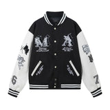 Amiri Jackets Coat 2024Autumn and Winter New Embroidered Angel Pattern Lapel Baseball Jacket for Men and Women