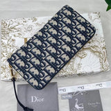 Dior Women's Bag Top version Women's Long Zip Wallet Wallet Clutch Cowhide Embroidered Wallet Female Wallet Wallet Clutch