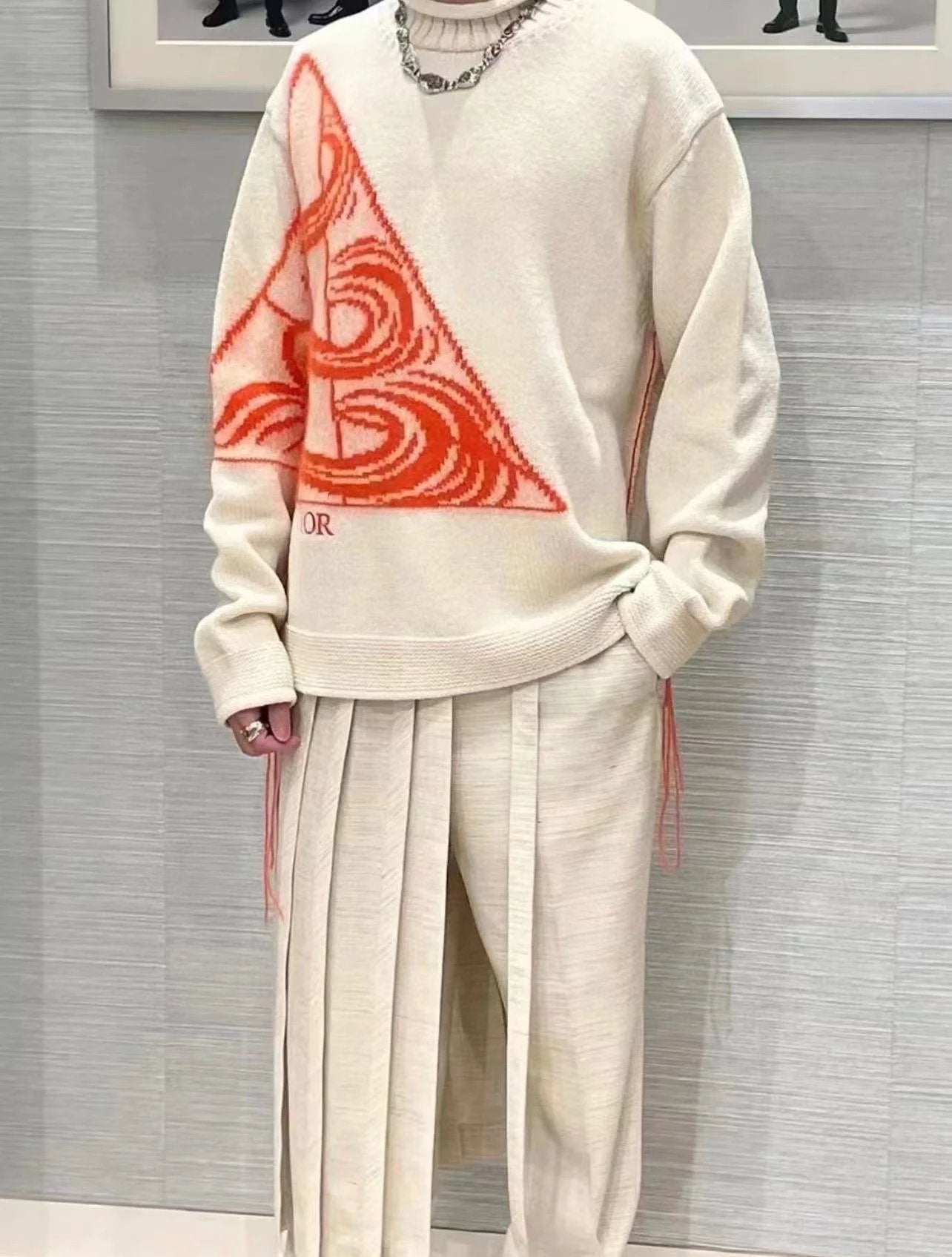 Dior Sweater Triangular Jacquard Sweater Half Turn-down Collar Sweater Unisex Autumn Winter Versatile Knitwear New Arrival