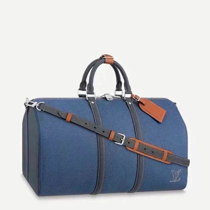 Louis Vuitton LV Travel Bag Top version 【Original Order】Original Real Shot M20558Blue KEEPALLBANDOULIèRE50Travel Bag Travel Bag Luggage Bag Luggage Bag