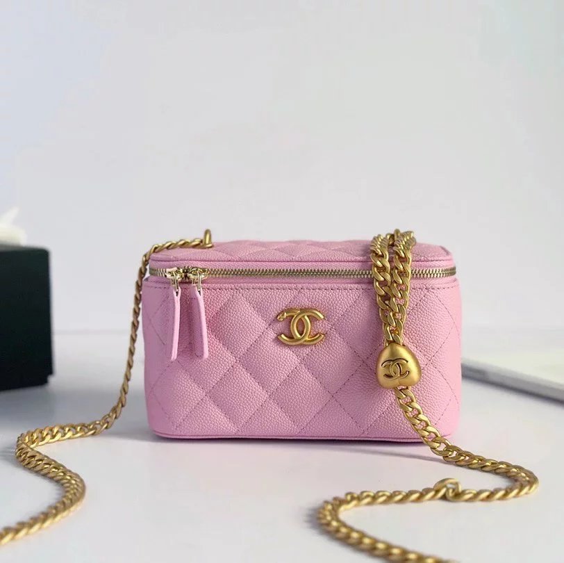 Chanel Women's Bag Top version 【Surrogate Shopping Version Original Leather】Small2023New Year Love Adjustable Buckle Lipstick Box Bag Cosmetic Bag Love Box Bag Caviar Cowhide23P Latest Love Adjustable Buckle Box Bag Women's Bag Summer Essential Small Bag