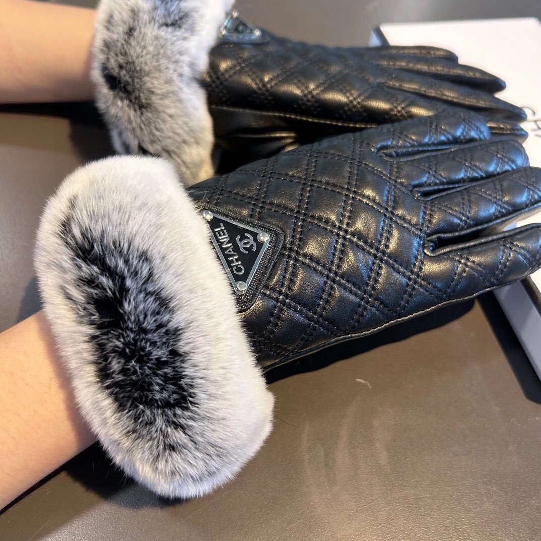 Chanel Gloves Autumn and Winter Lazy Rabbit Fur Sheepskin Gloves