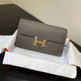 Hermes women's bag Top version New Kangkang Women's Bag epsom Leather Palm Print ConstanceToGoWoc Shoulder Crossbody Handbag Clutch Long Long Purse Wallet Dinner Bag