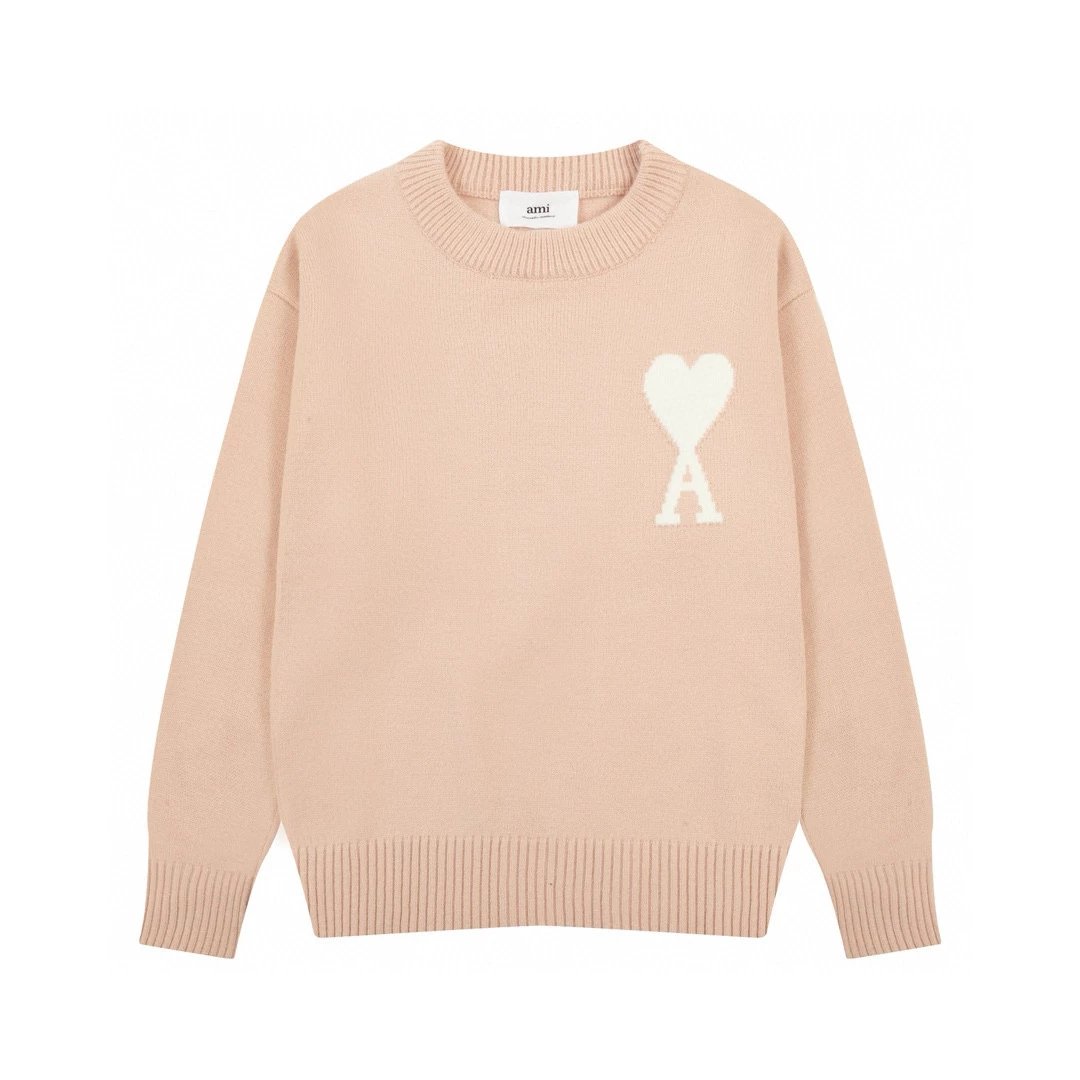 Ami Sweater Top Version2023Spring Men's Loose Inlay Wool Sweater