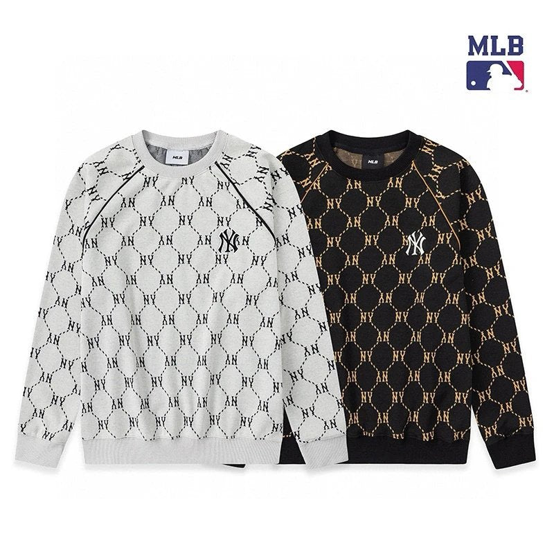 MLB Hoodie Top Version Counter Same Style Pure Cotton Crew Neck Pullover Sweatshirt Top Men and Women Same Style Casual