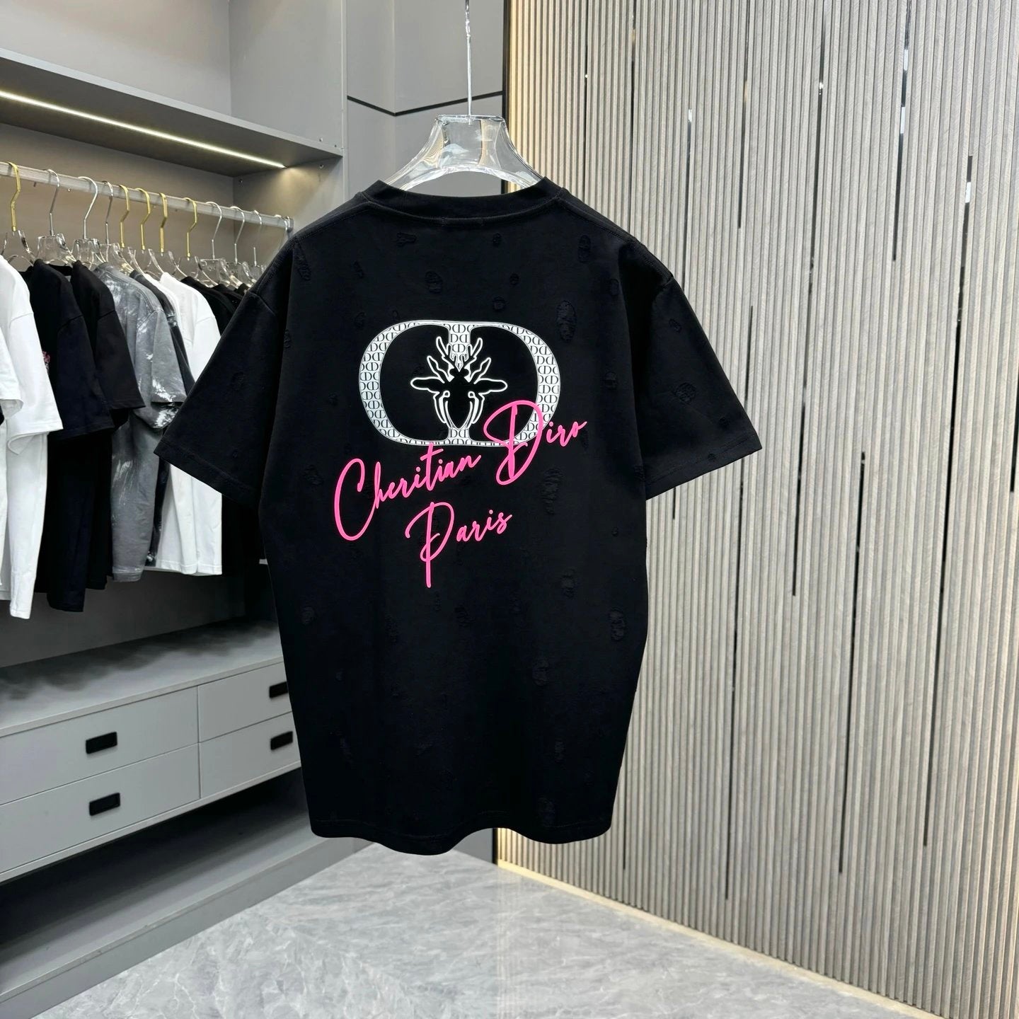 Dior T-shirt Flower Arrangement Craft Matching CD Foaming Process and Lettering Film Engraving logo round Neck Short Sleeve25ss New pure cotton T Unisex T-Shirt OS Loose Fit Base Shirt Top Half Sleeve T-Shirt