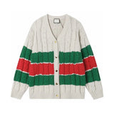 Gucci Sweater Striped Apricot Cardigan Sweater Unisex Outerwear Long Sleeve Soft Lazy Style Thickened Versatile Casual Sweater Coat