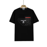 PRADA T-shirt Embroidered Triangle Badge on Chest logo round Neck Short Sleeve25ss New pure cotton T Unisex T-Shirt OS Drop Shoulder Loose Fit Base Shirt Top T-Shirt Short Sleeve