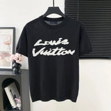 Louis Vuitton LV T-shirt Unique Letter Knit on Chest logo round Neck Short Sleeve25ss New pure cotton T Unisex T-Shirt OS Loose Fit Base Shirt Top Half Sleeve T-Shirt