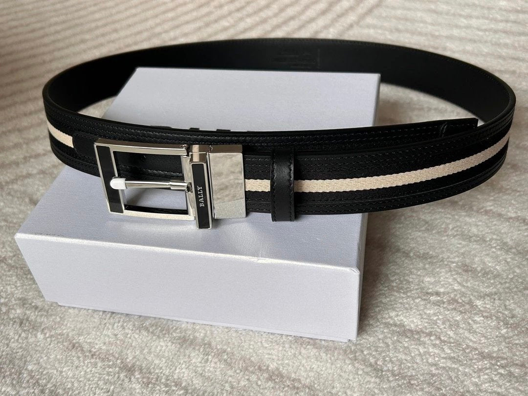 Bally Belt Top version Original Single Belt Counter New Men's Double-Sided Casual Business Belt Wide3.4cm Double-Sided Head Layer Cowhide Belt First Layer Cow Leather Belt Men and Women Business Casual Belt Belt Men's Leather Belt